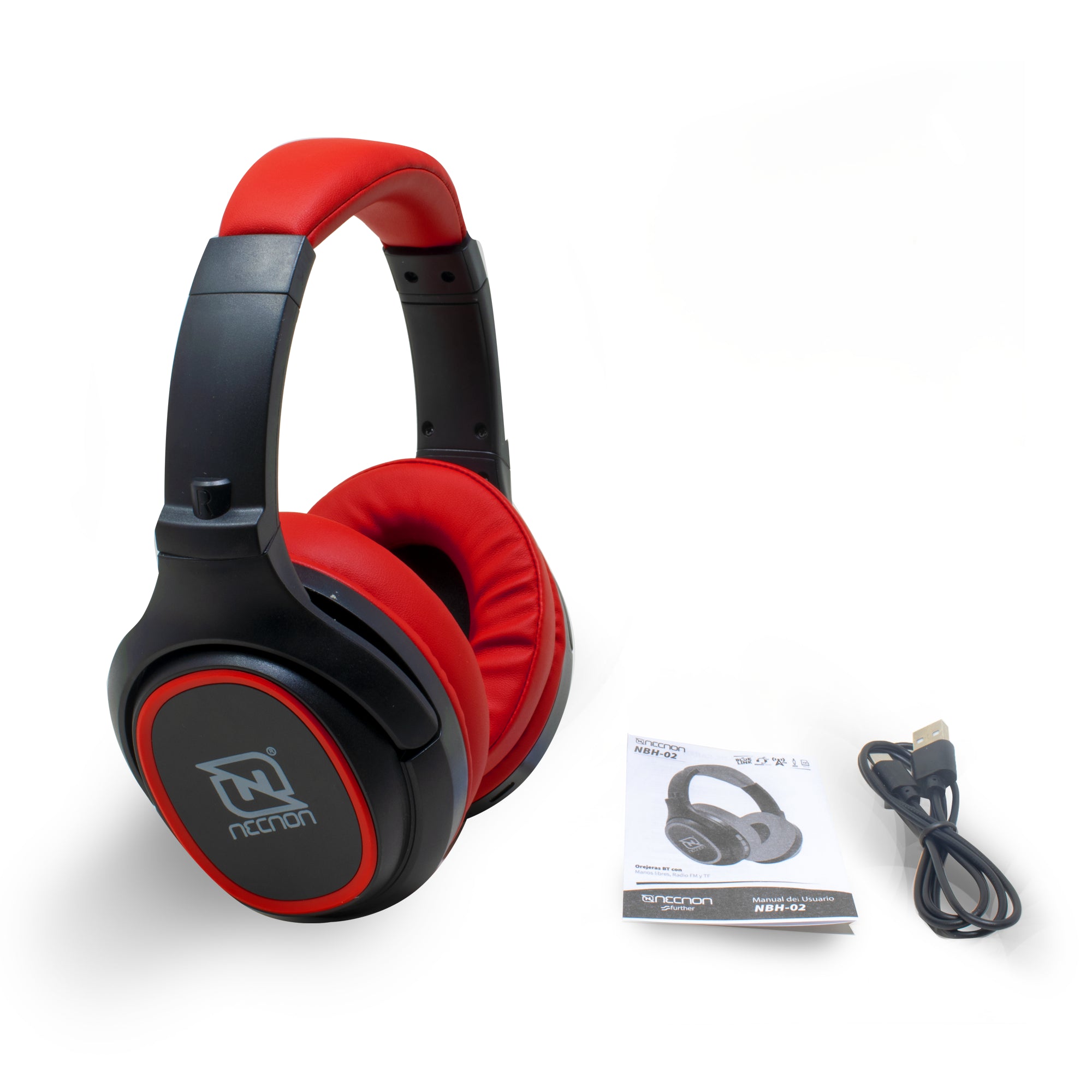 AUDIFONOS OVER-EAR BLUETOOTH NBH-02 SIMULACION CANCELACION DE RUIDO 3.5MM RADIO FM MICRO SD 3.5MML MANOS LIBRES TYPE C ROJO - AUDIFONOS OVER-EAR BLUETOOTH NBH-02 SIMULACION CANCELACION DE RUIDO 3.5MM RADIO FM MICRO SD 3.5MML MANOS LIBRES TYPE C ROJO -
